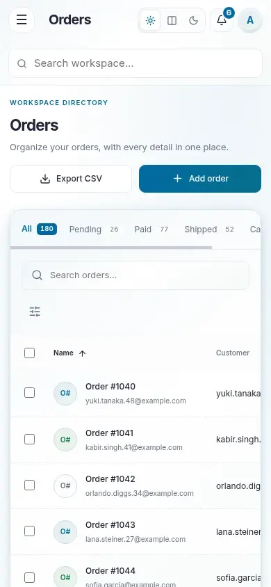 Retail Command — actual mobile layout in light mode